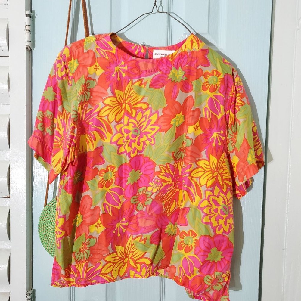 Vintage mod floral women's shirt